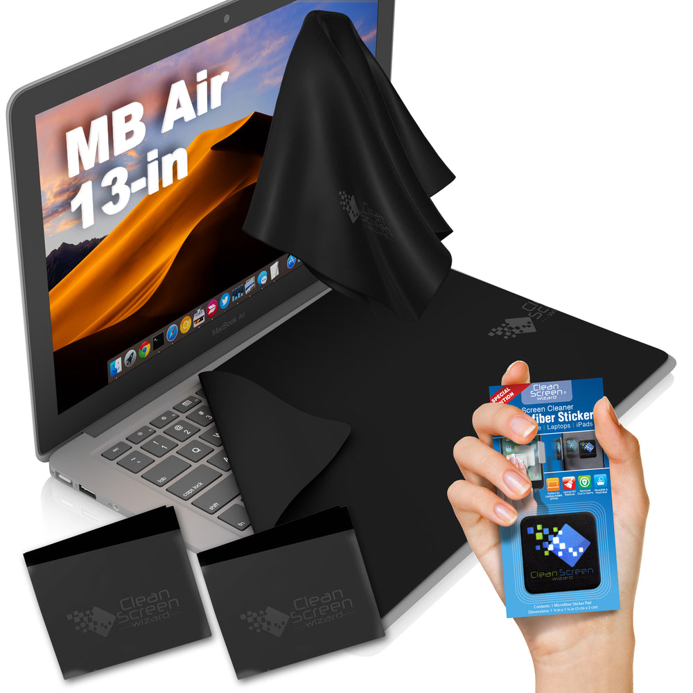 Microfiber Cleaning Dust Cloth and Keyboard Cover for MacBook Air 13 Black