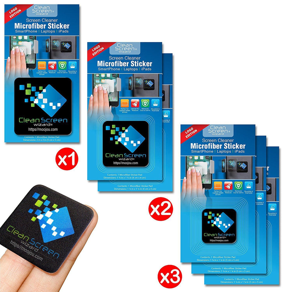 Handy Screen Cleaning Stickers in Multi Size Black