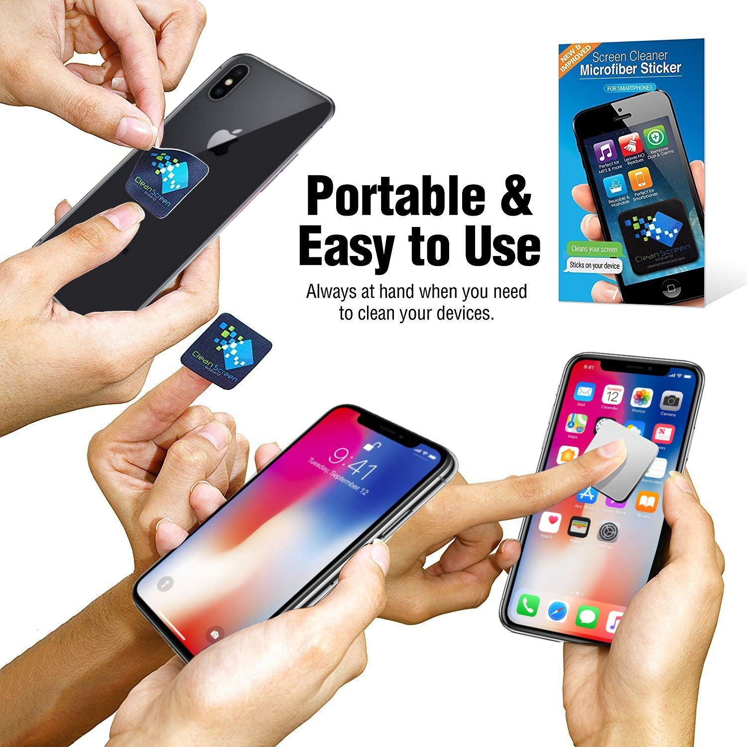 Handy Screen Cleaning Stickers in Multi Size