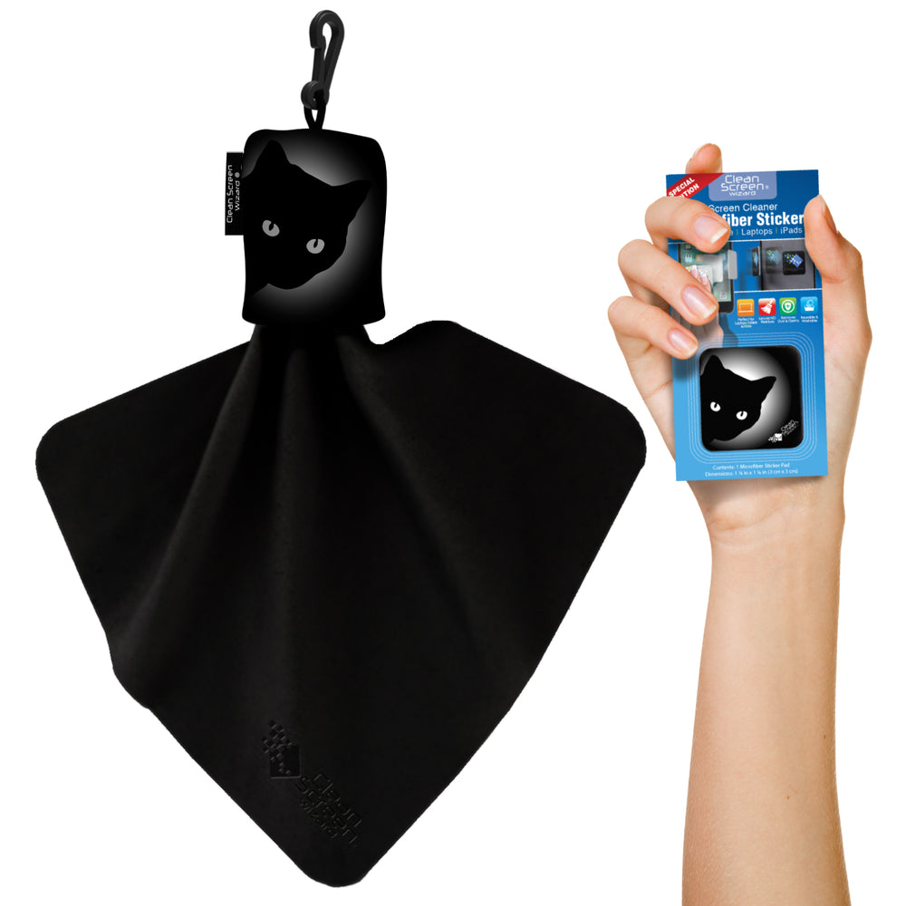 Lens, Eyeglasses and Cell Phone Handy Screen Cleaning Cloth Black